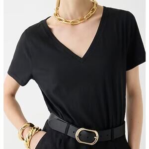 J.Crew Vintage Jersey Classic Fit V-Neck Tee WMNS S Black Short Sleeve Pullover